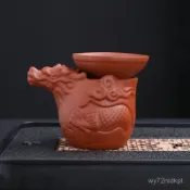 臺灣熱賣 杯子 手工浮鵰硃泥功夫茶具配件紫砂公道杯分茶器茶海茶漏茶過濾器家用 GQFN
