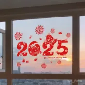 福字門貼 蛇年靜電貼 新年 春節佈置 裝飾用品 過年窗貼 剪紙 2025年蛇年新年裝飾品貼畵卡通窗貼玻璃貼紙閃粉貼福字春