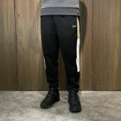 美國百分百【全新真品】HUGO BOSS 長棉褲 毛巾布 棉質 綁繩 logo 休閒長褲 黑色 DI02