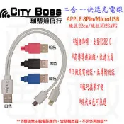 CITY BOSS  NOKIA 6吋 Lumia 1520  原廠 快充線  二合一 短線 26AWG 