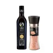 【Oro Bailen 皇嘉】特級冷壓初榨橄欖油Picual500ml+粉紅玫瑰研磨式粗鹽180g(生飲首選/低油酸/多國大獎)