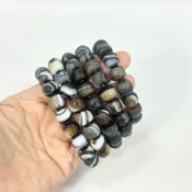 (店+)【御古齋】天然 九頁岩瑪瑙 原礦磨砂 天珠桶珠 手珠 手鍊 避邪鎮煞 消災解厄 鎮定心神 開運招財 0827