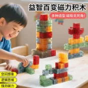 兒童純色磁力方塊積木款 幾何建構益智玩具 空間概念邏輯思考遊戲 親子互動教具 專注力手眼協調練習 造型積木 男童女童禮物