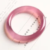 巴西天然帝王紫玉髓手鐲冰種招桃花紫胖圓條女款藕粉芙蓉玉鐲