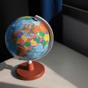(店+)【SkyGlobe】8吋行政藍色海洋木質底座地球儀附燈/中英文對照 交換禮物 聖誕禮物