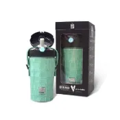 【Purenine】Kids兒童時尚彈蓋隨身多功能 不鏽鋼 保溫杯-290ML附皮杯套+背帶(湖綠色皮套+黑蓋瓶組)(保溫瓶)