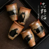喜挖2店 日式窯變復古志野貓聞清杯 陶瓷功夫品茗杯聞香杯小號主人杯單杯