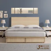 【日本直人木業】綠建材彩妝板楓木色平面附USB插座5尺雙人大四抽床組