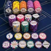 特惠Hustler高檔德州撲克陶瓷籌碼套裝棋牌室俱樂部哈斯勒同款大號43m（廠商直發咨詢運）