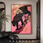 ✨限時下殺✨中古風客廳裝飾畵複古大氣沙髮背景掛畵落地畵金錢豹玄關走廊壁畵 挂画 背景 房間佈置 家居裝飾 拍照道具