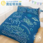 享夢城堡 MIT床包枕套薄被套兩用被套四季涼被-廸士尼玩具總動員三眼怪 霓虹特攻隊-台灣製正版授權卡通