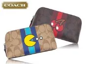 ☆【COACH館】☆【全新真品COACH品牌PAC MAN 小精靈限量化妝包】☆【56714】(深咖+紅色)☆現貨免運