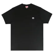 【KENZO】KENZO Happy Tiger黑白老虎頭小標誌刺繡布章棉質短袖T恤(男款/黑)