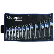 【Octopus 章魚牌】12支組 直型梅開棘輪扳手 8-19mm(台灣製造)