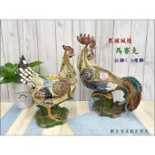 (店+)歐洲鄉村風 波麗仿古公雞母雞一對擺飾 馬賽克磚公母雞帶路雞搬家入厝喬遷雞全家福雞起家起雞十二禮結婚訂婚嫁妝 歐舍傢居
