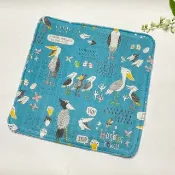 Pinkoi 代購 - 紗布毛巾手帕 家庭號鯨頭鸛 綠松石色