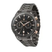 MASERATI 瑪莎拉蒂 經典黑鋼黑面三眼腕錶45mm(R8873646001)