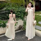 【AS 梨卡】女裝 洋裝 長裙 連身長裙 吊帶洋裝 掛脖洋裝 露背洋裝 度假長裙 海邊洋裝 HZ198