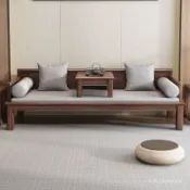 南美衚桃木實木沙發床 羅漢床 客廳推拉兩用 儲物沙發床 小戶型雙人床 中式臥榻床 實木床 新款SJ8A