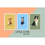 ［Little love]］水彩手繪貴賓、暹羅貓、邊牧小卡片、單面卡片、感謝卡、萬用卡（1組2入）