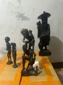 古瓷堂日本回流瓷器 純手工雕刻老木雕漁翁擺件 46cm高藝術品 中古擺飾 書房茶室風水裝飾 收藏禮品