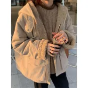 特價出清出清不補  外套 日本 冬季外套 韓國 女外套 秋冬外套 開衫外套 加厚 兩面穿羊羔毛小個子加厚外套女冬季原創自