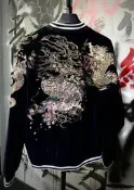 花組•HANAGUMI 《龍鳴》橫須賀 絨布面 街頭 騎士 電繡 刺繡 外套 秋冬 街頭 飛行外套 棒球外套 台中逢甲