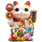 現貨不用等 一【金石工坊】金運招財七福神睜眼招財貓-超大版(高50CM)達摩 開店送禮 開業禮品 開運風水擺飾