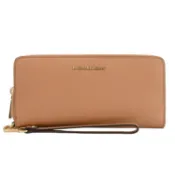 【康是美官方網購】MICHAEL KORS JET SET 經典防刮皮革手提ㄇ字拉鍊長夾.淺咖