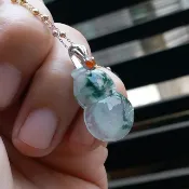 嗨，寶貝銀飾珠寶* 緬甸玉A貨 翡翠飾品☆14k金飾品 保證A貨 葫蘆 冰玻璃種飄花翡翠 橙黃翡蛋面翡翠吊墜☆玉石 翡翠