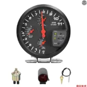 5 英寸 4 合 1 汽車多功能儀表轉速表油壓油溫水溫表支持報警功能,帶 7 色背光調節