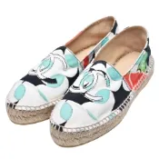 CHANEL香奈兒 經典Espadrilles雙C LOGO帆布鉛筆鞋(白/藍色)