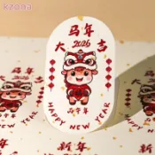 【香香柑仔店Nice】新年 封口貼 貼紙 便簽貼 馬年貼紙 新年2026春節馬年不乾膠馬年大吉祝福語標籤元旦禮盒包裝盒封