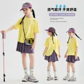 🔥熱銷🔥女童速幹運動套裝夏季新款兒童中大童網球裙羽毛球服短袖夏...