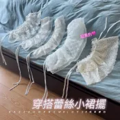 【全館現貨】 實拍 韓系層次感蕾絲裙擺雙層雪紡花邊片裙 疊穿神器裝飾裙襬 芭蕾風綁帶小裙子  遮屁屁小裙擺短裙 633