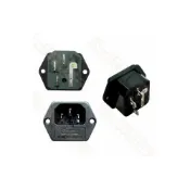(店+)10A 250V AC電源插座 3P插座 接地座附保險絲座 鎖式AC插座 帶耳 (1入)
