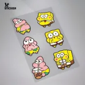 ❤️新品推薦❤️ 搞笑Q版海綿寶寶派大星貼紙創意個性幽默動漫摩托車劃痕遮擋裝飾J22