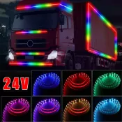 【現貨】24V貨車專用 卡車幻彩流水跑馬燈 防水LED導光條 貨車警示燈條 LED爆閃燈 大車改裝通用