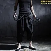 【可開發票】韓版男式哈倫個性七分休閒褲時尚休閒低檔寬鬆跨褲代發