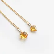 天然黃水晶 心形 八角形 古董純 14K 金墜 | 配 14Kgf 包金鍊