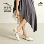 (店+)休閒鞋娃娃鞋單鞋女鞋圓頭淺口銀色單鞋女新款法式復古小皮鞋35-39仙女風軟平底瑪麗珍鞋止滑健走鞋輕量軟底軟底小白鞋輕便軟底健步鞋舒適透氣