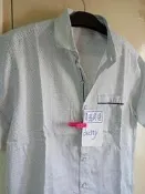 FLYING EAGLE 貨號 8S131-80 台灣製  滿版工字紋 衣服門襟藍線短袖襯衫 (剪尺碼標)