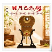 日月芭蕉扇 (送支架) 八卦扇 日月扇 棕櫚扇子 調節氣場磁場 除穢氣 轉化負能量 化煞擋煞【開光】富貴坊 M01