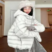 (店+)棉服口袋設計通勤上班輕量鋪棉合身素色秋冬穿搭冬季女外套大碼戶外出行長款加厚休閒拉鍊款韓系立領寒流禦寒過膝款排骨棉服女連帽短款小個子保暖棉衣棉襖龜背冬季外套