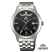 ORIENT 東方錶 WILD CALENDAR系列 寬幅日曆機械錶 鋼帶款 黑色