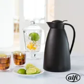 【THERMOS膳魔師】【alfi愛麗飛】玻璃內膽 真空保溫壺1.0L-極簡黑 極簡黑 ECO-100-BK