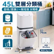 雙層分類垃圾桶 -垃圾桶 廚房垃圾桶 按壓垃圾桶 腳踏垃圾桶 分類回收桶 掀蓋垃圾桶  直立式雙層垃圾桶 樂邦