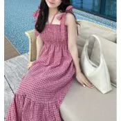 在台現貨🇯🇵日本GRL超值折扣多Way蝴蝶結紅色小格子夏日渡假感長洋裝