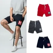 【Tommy Hilfiger】Tommy Hilfiger 方框設計 棉短褲 薄刷毛 大尺碼  湯米 短褲  鬆緊(短褲9031)