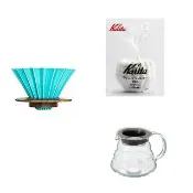 【ORIGAMI摺紙濾杯組】手沖冠軍濾杯含木座 陶瓷濾杯 S號土耳其藍(Kalita 波浪型濾紙 HARIO 雲朵耐熱玻璃壺)